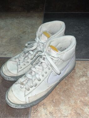 Nike White High-Top Sneakers with Light Gray Sole